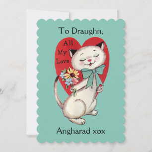 Retro Siamese Cat Valentine Card Feiertagskarte