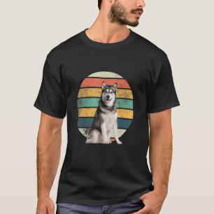 Retro Sibirischer Husky Mama Papa Hund T-Shirt
