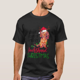 Retro Sich selbst erfreuen Dackel Weihnachten Wein T-Shirt