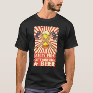 Retro-Sicherheit zuerst Axtwerfen und Bier-Viking T-Shirt