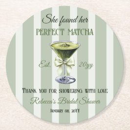 Retro Sie fand ihr perfektes Matcha-Brautparty Runder Pappuntersetzer
