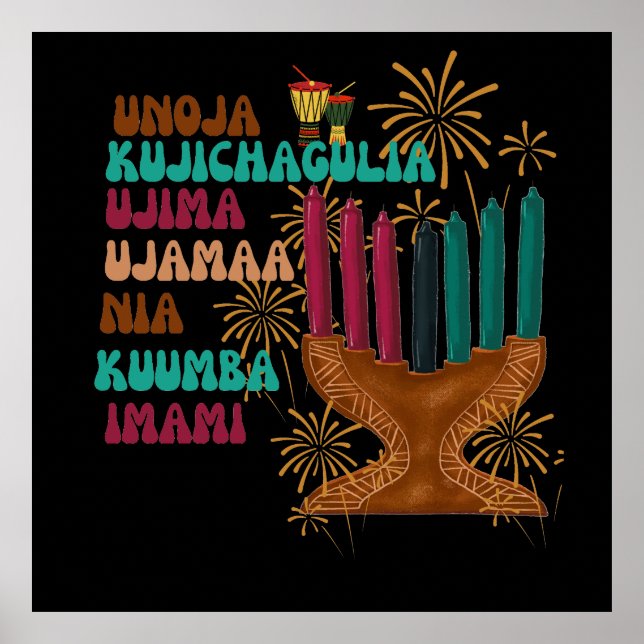Retro sieben Grundsätze von Kwanzaa Poster (Vorne)