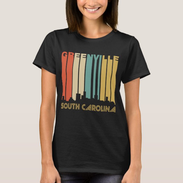 Retro Siebzigerjahre Art Greenville South Carolina T-Shirt (Vorderseite)