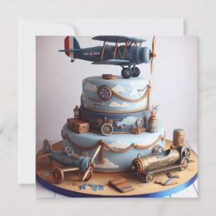 RETRO SIEHT FLUGZEUG THEMED GEBURTSTAGS CAKE EINLADUNG