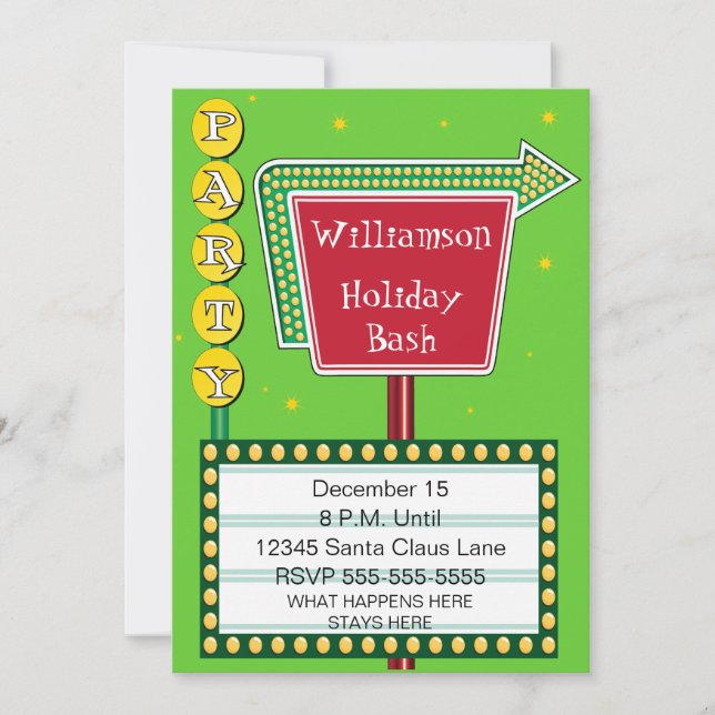 Retro Sign Holiday Party Einladung (Vorderseite)