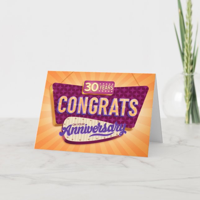 Retro-Signage für Mitarbeiter 30 Jahre Karte (Vorderseite)