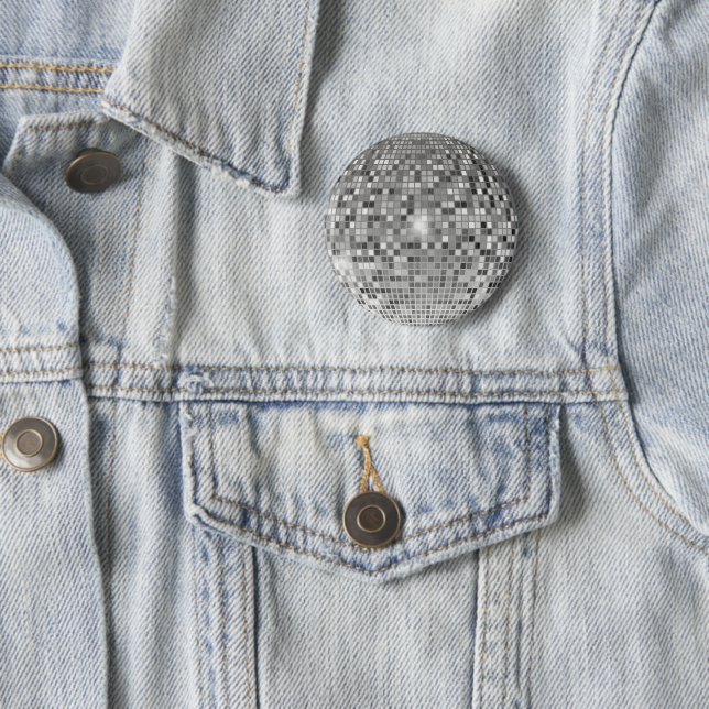 Retro-Silber-Disco-Kugel - Funkelnder Anstecker Button (Beispiel)