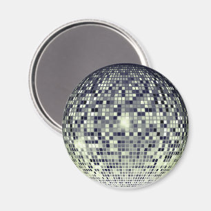 Retro-Silber-Disco-Kugel-Glanz-Rundmagnet Magnet