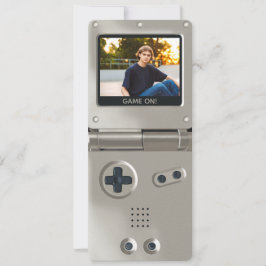 Retro-Silber-Handheld-Gaming-II-Geburtstag Einladung