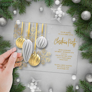 Retro-Silber- und Goldverzierungen Weihnachtsfeier Acryleinladungen