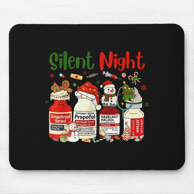 Retro Silent Night Weihnachtskrankenschwester Weih Mousepad (Vorne)