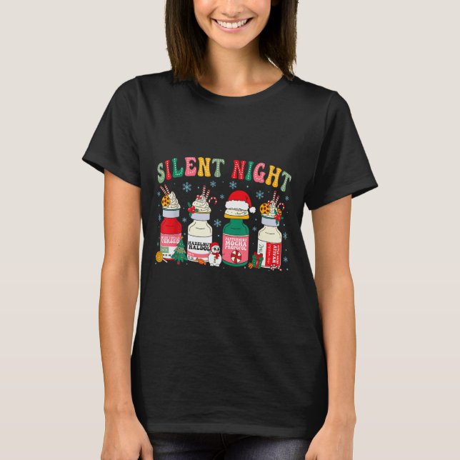 Retro Silent Night Xmas Nurse Christmas Doctor Er  T-Shirt (Vorderseite)