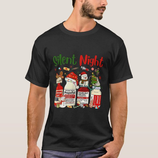 Retro Silent Night Xmas Nurse Christmas Doctor Er  T-Shirt (Vorderseite)