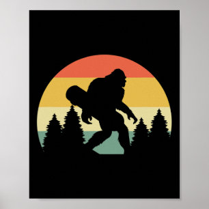 Retro-Silhouette-Berg-Sasquatch-Bigfoot-Skateb Poster