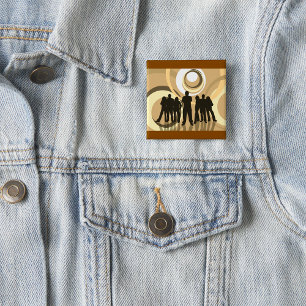 Retro-Silhouette-Menschen mit abstrakten Kreisen Button