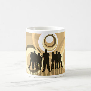 Retro-Silhouette Personen mit Abstrakten Kreisläuf Kaffeetasse