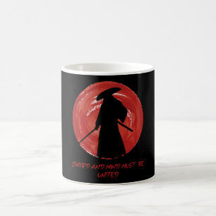Retro-Silhouette Samurai - Zitat über den Geist vo Kaffeetasse