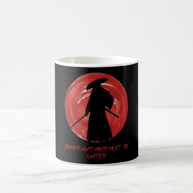 Retro-Silhouette Samurai - Zitat über den Geist vo Kaffeetasse (Mittel)