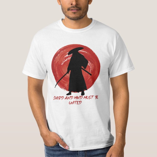 Retro-Silhouette Samurai - Zitat über den Geist vo T-Shirt (Vorderseite)