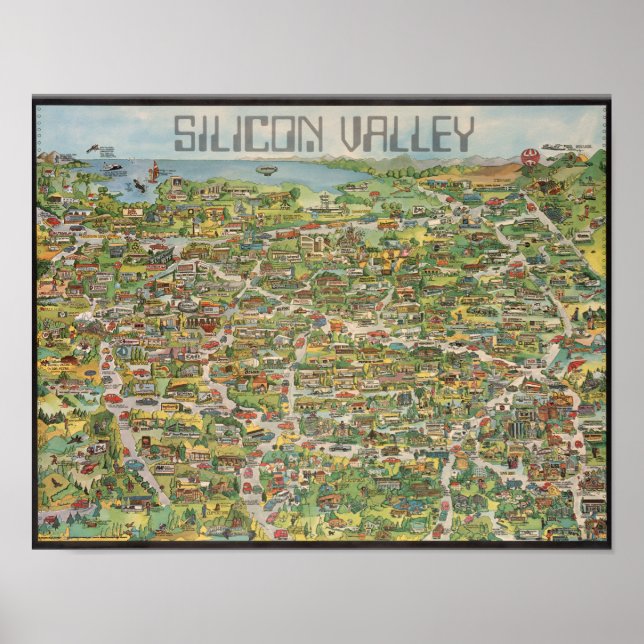 Retro Silicon Valley Map Poster (Vorne)