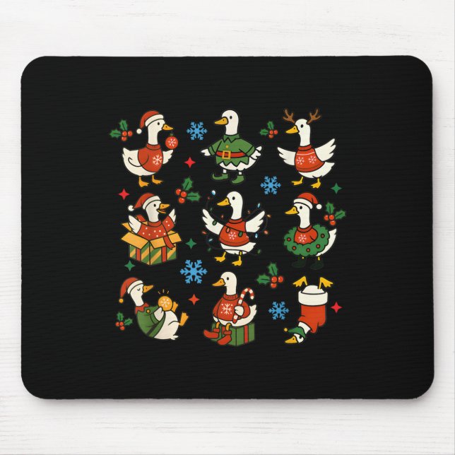 Retro Silly Goose Santa Christmas Cute Merry Goose Mousepad (Vorne)