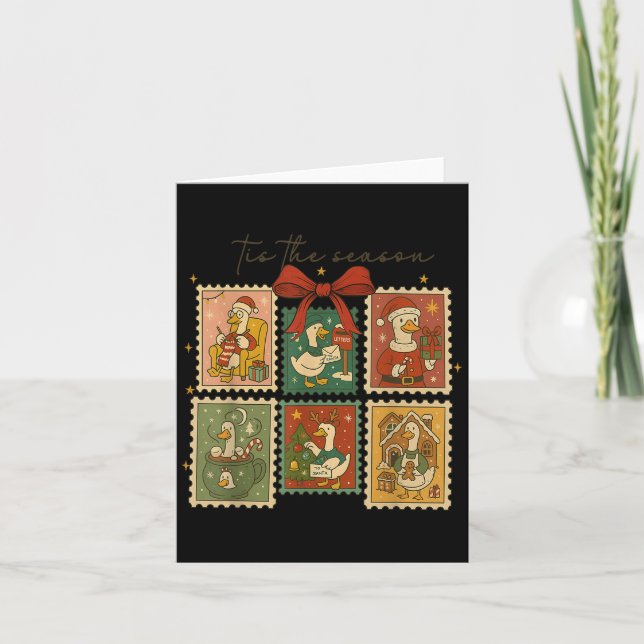 Retro Silly Goose Santa Cute Merry Christmas Tis T Karte (Vorderseite)