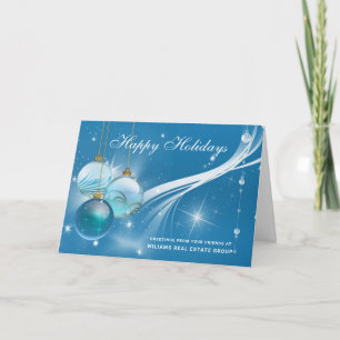 Retro Silver Christmas Ornament Corporate Greeting Feiertagskarte