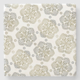 Retro Silver Gold Blume Muster Steinuntersetzer
