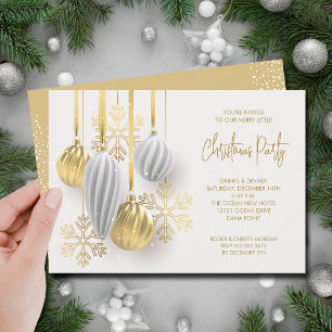 Retro Silver und Gold Ornamente Weihnachts-Party Einladung