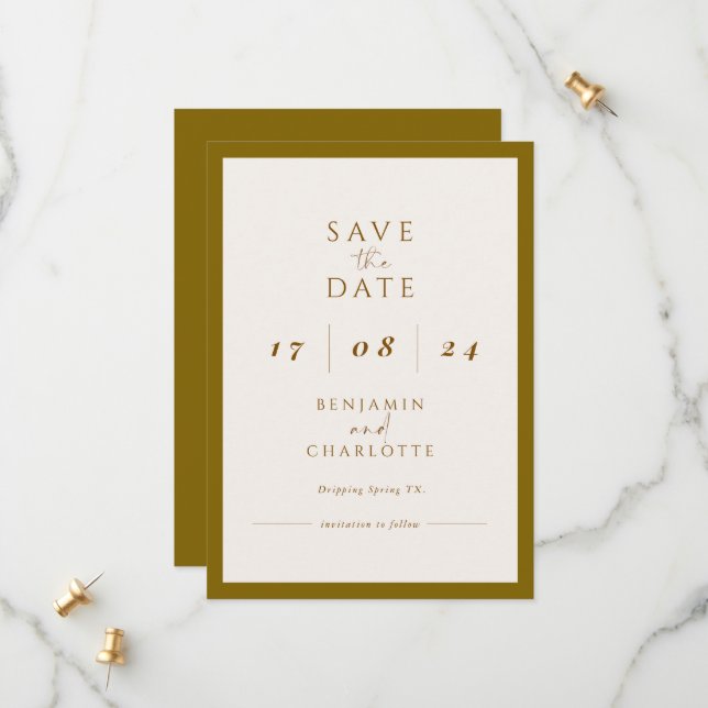 Retro Simple Black & White Wedding speichern Sie d Save The Date (Vorderseite/Rückseite Beispiel)