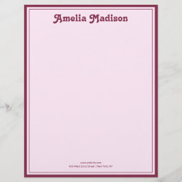 Retro Simple Pink Letterhead Briefbogen