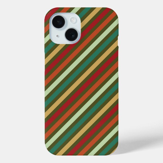 Retro Simple Red Green Diagonal Stripmuster Case-Mate iPhone Hülle (Rückseite)