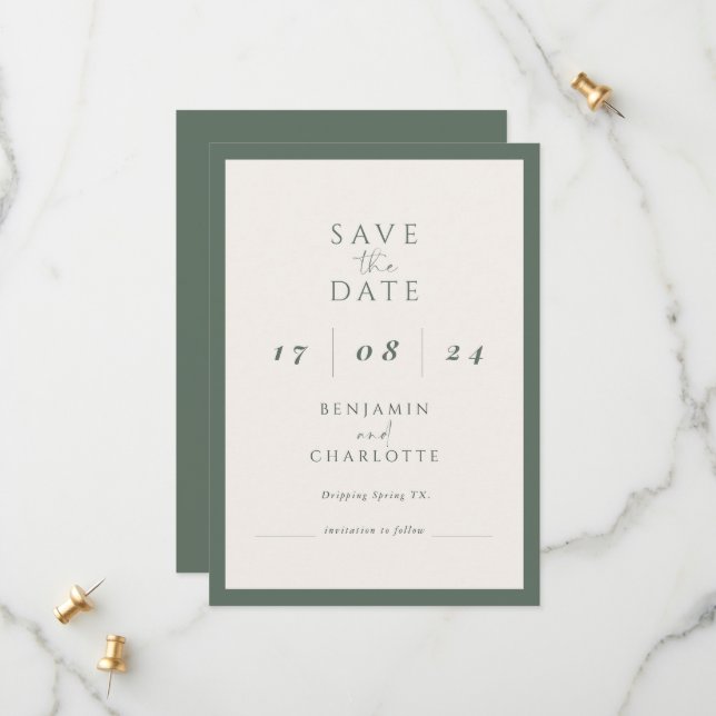 Retro Simple Typo Script Wedding speichern Sie das Save The Date (Vorderseite/Rückseite Beispiel)