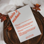 Retro Simple Wedding Table Menu Cards Flat Menu Menükarte<br><div class="desc">Entdecken Sie unsere charmanten Retro Simple Wedding Table Menu Cards, die sich perfekt für Ihren Hochzeitsempfang eignen. Diese Flachmenükarten zeigen Ihnen Ihr Empfang-Menü mit einer Touch Vintager Eleganz. Unsere Retro Simple Wedding Menu Cards ergänzen Ihre Hochzeitsästhesie mühelos mit einer kurzen Liste von köstlichen Geschirr. Diese Menükarten wurden für einen zeitlosen...</div>