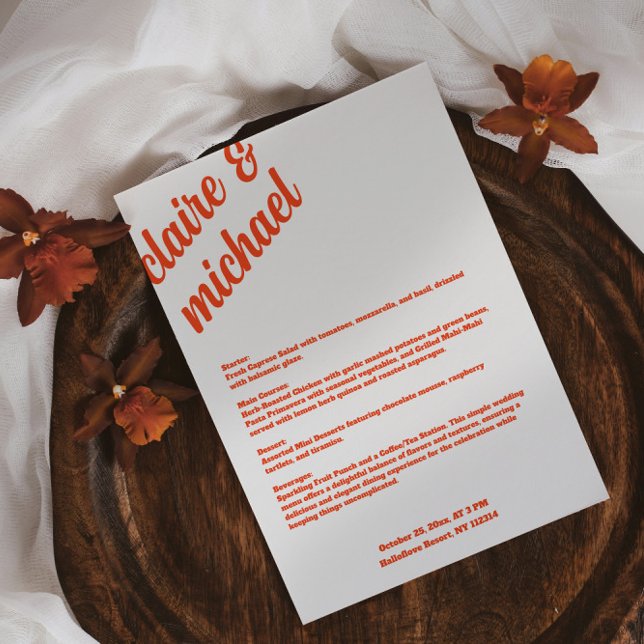 Retro Simple Wedding Table Menu Cards Flat Menu Menükarte (Simple Wedding Table Menu Cards Flat Menu)