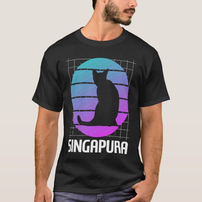 Retro Singapur-Katze   1 T-Shirt (Vorderseite)