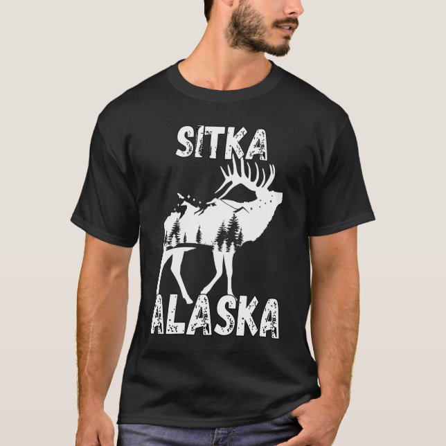 Retro Sitka AK Alaska City Apparel Souvenir T-Shirt (Vorderseite)