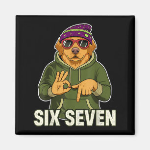 Retro Six Seven Golden Retriever Grafik-Geschenk M Magnet