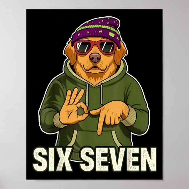 Retro Six Seven Golden Retriever Graphic Gift Men  Poster (Vorne)