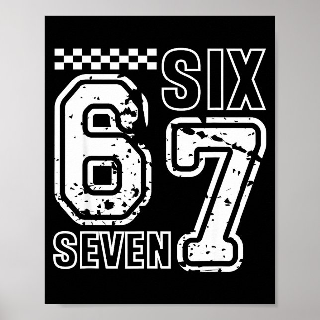 Retro Six Seven Numbers Clever Humor 6 7 Meme Mens Poster (Vorne)