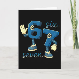 Retro Six Seven Zahl Meme Brainrot Geschenk für Mä Karte