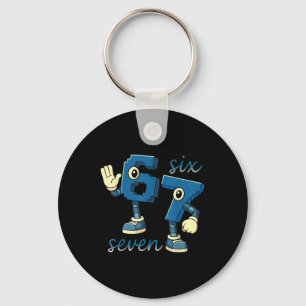 Retro Six Seven Zahl Meme Brainrot Geschenk für Mä Schlüsselanhänger