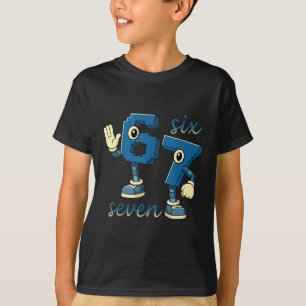Retro Six Seven Zahl Meme Brainrot Geschenk für Mä T-Shirt