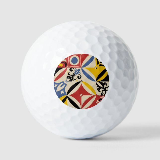 Retro Sixties Azulejos Geometrisches Muster Golfball (Vorderseite)