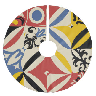 Retro Sixties Azulejos Geometrisches Muster Polyester Weihnachtsbaumdecke
