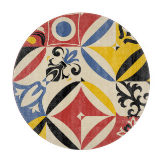 Retro Sixties Azulejos Geometrisches Muster Schneidebrett
