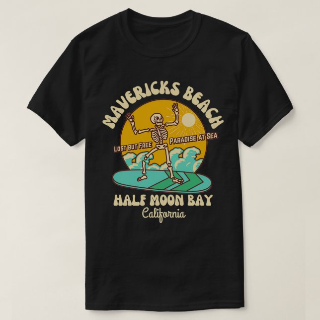 Retro Sixties Mavericks Beach Half Moon Bay Califo T-Shirt (Design vorne)