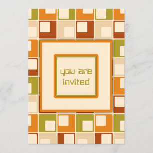 Retro-Sixties-Quadrate-Muster individuell Einladung