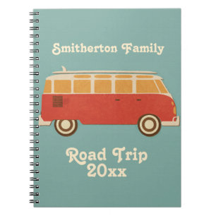 Retro Sixties Van Family Road Trip Urlaub Notizblock