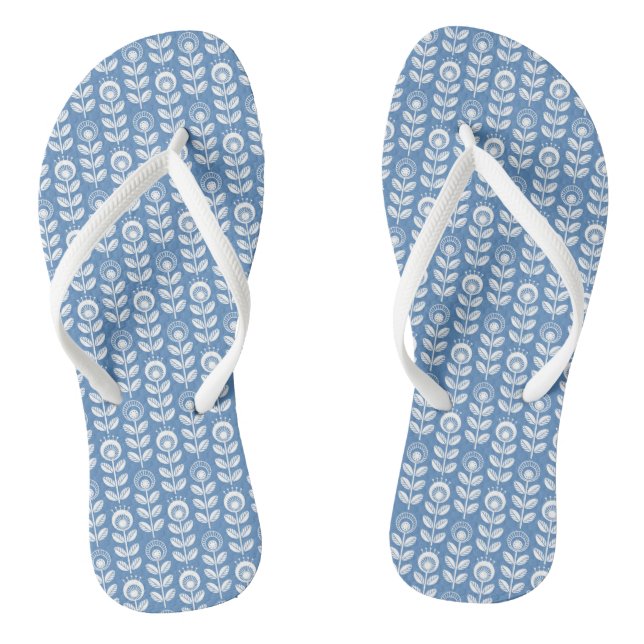 Retro-Skandinavien-Blaumuster Flip Flops (Fußbett)